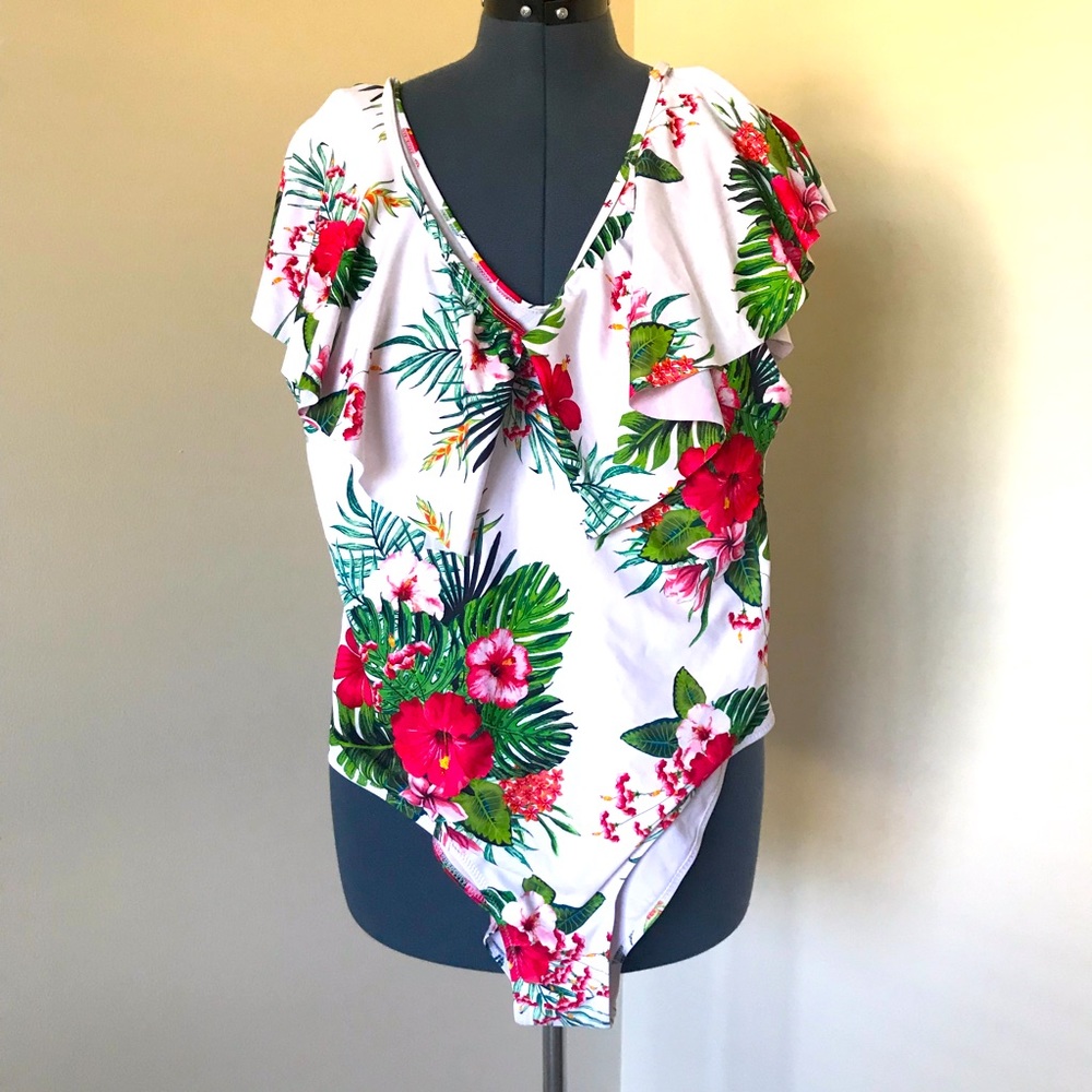 Flower one Piece Bathing Suit Size XL - Picture 1 of 4